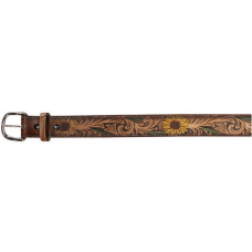 Tooled Leather Belt with Sunflowers design