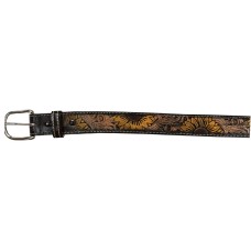 Tooled Leather Belt with Sunflowers design