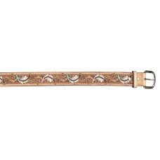 Feather Design Tooled Leather Belt