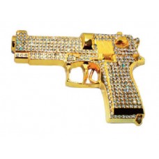 Rhinestone Pistol Buckle Gold