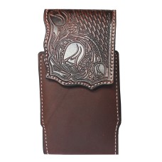 Tooled Leather Smart Phone Case with Belt loop