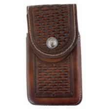 Tooled Basket Weave Cell Phone Pouch