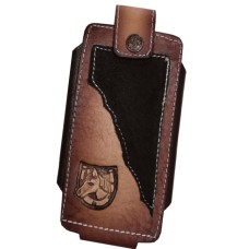 Brown Cow Hair Cell Phone Pouch Horse Design