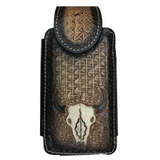 Cellphone Case Black Tooled Cow skull X L