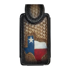 Cellphone Tooled Black Leather Texas Map