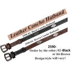 Black Leather Hatband w/Concho