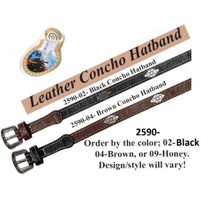 Black Leather Hatband w/Concho