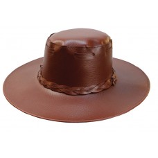 Imitation Leather Hat Brown