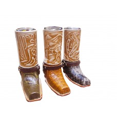 Square Toe Leather Boot Shot glass Holder