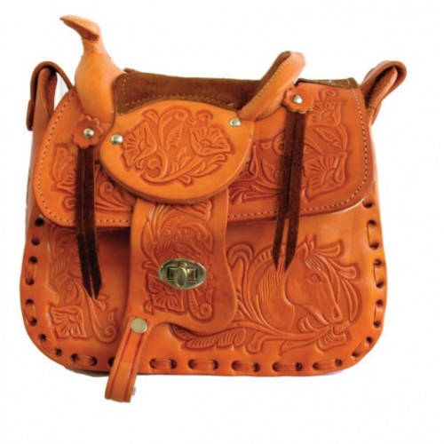 Western Leather Saddle Bag with single buckle closure #C Showman™ -  TexanSaddles.com