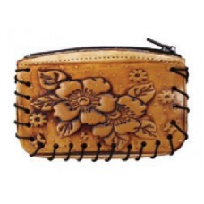 Tooled Flower on Leather Coin Purse