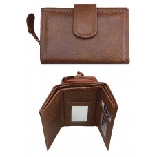Leather Clutch Tri fold Wallet Brown.