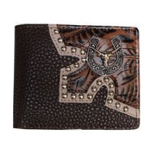Lizard Print Brown leather Bi-fold Wallet 