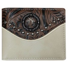  Leather Bi-fold Wallet with Crossed Pistols Concho