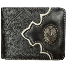 Black Bi-fold Wallet w/Longhorn Concho