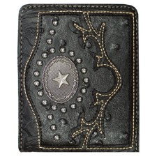 Black Bi-fold Wallet w/Star Concho