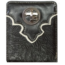 Black Bi-fold Wallet w/Praying Cowboy Concho