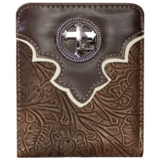  Brown Bi-fold Wallet w/Praying Cowboy Concho