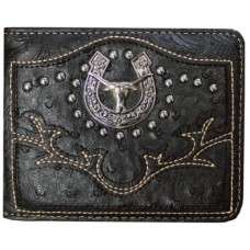 Black Bi-fold Wallet HS/Longhorn Concho