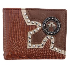  Brown Bi-fold Wallet with Crossed Pistols Concho