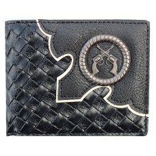 Black Leather Wallet with Crossed Pistols Concho