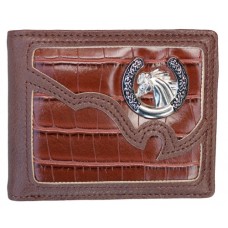 Bi-fold Brown Wallet with Horse Head Concho