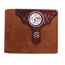 Brown Leather Bi-fold with Horse and Cowboy Praying