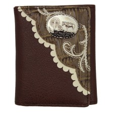  Tri-fold wallet with corner patch Praying Cowboy