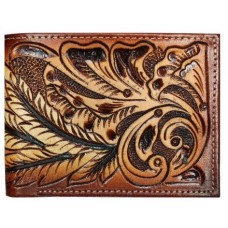 Bi-fold Tooled Feather Wallet 