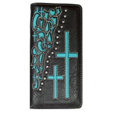Leather Checkbook Turquoise Cross Wallet