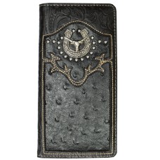 Leather Checkbook Wallet with Longhorn Head