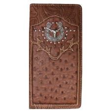 Brown Checkbook Longhorn Concho Wallet