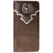  Brown Checkbook Longhorn Concho Wallet