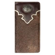 Brown Checkbook Wallet Longhorn Concho